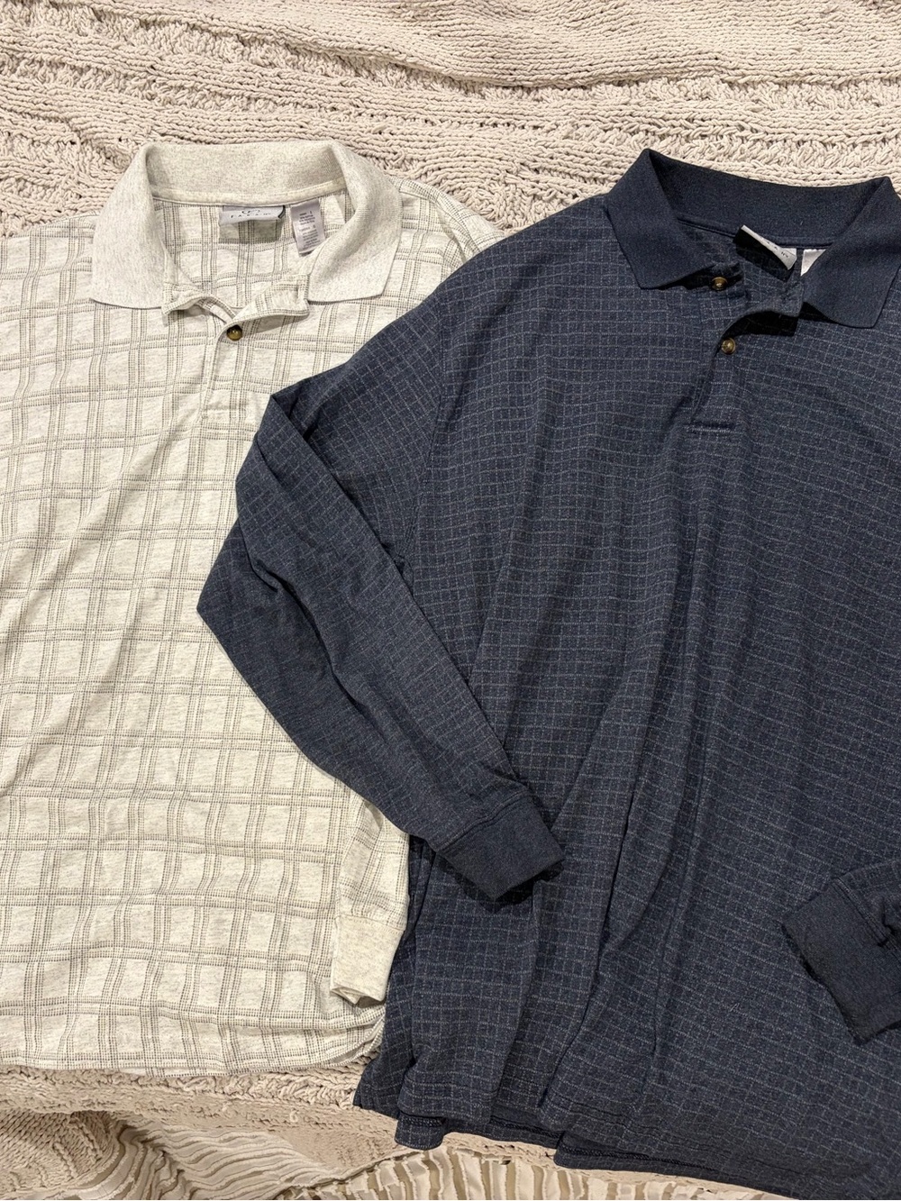 Farah Long-Sleeve Plaid Polo Shirt bundle - L